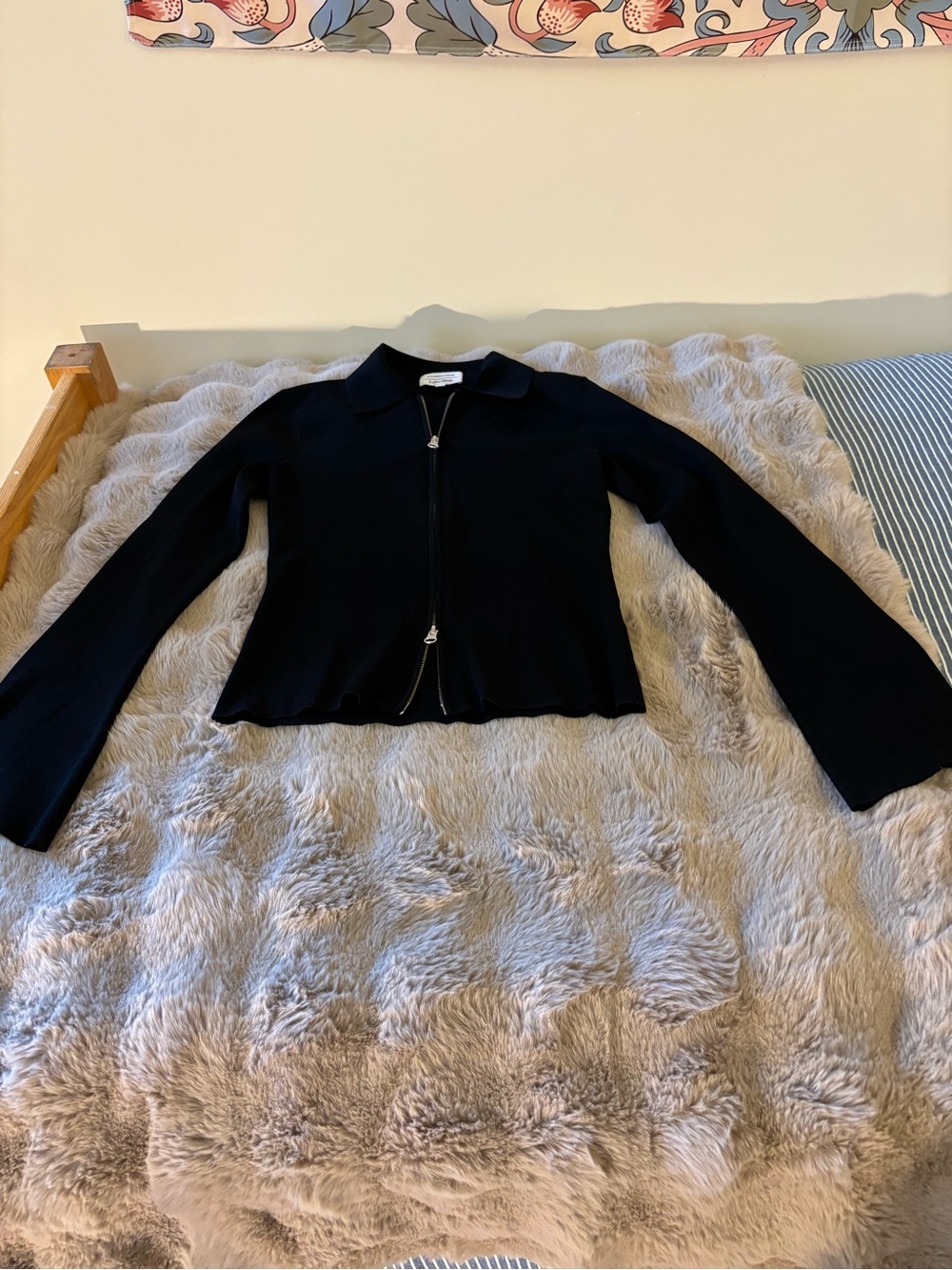 Beautiful S Stockholm Atelier (& Other Stories) Fitted Woven Zip Cardigan Black